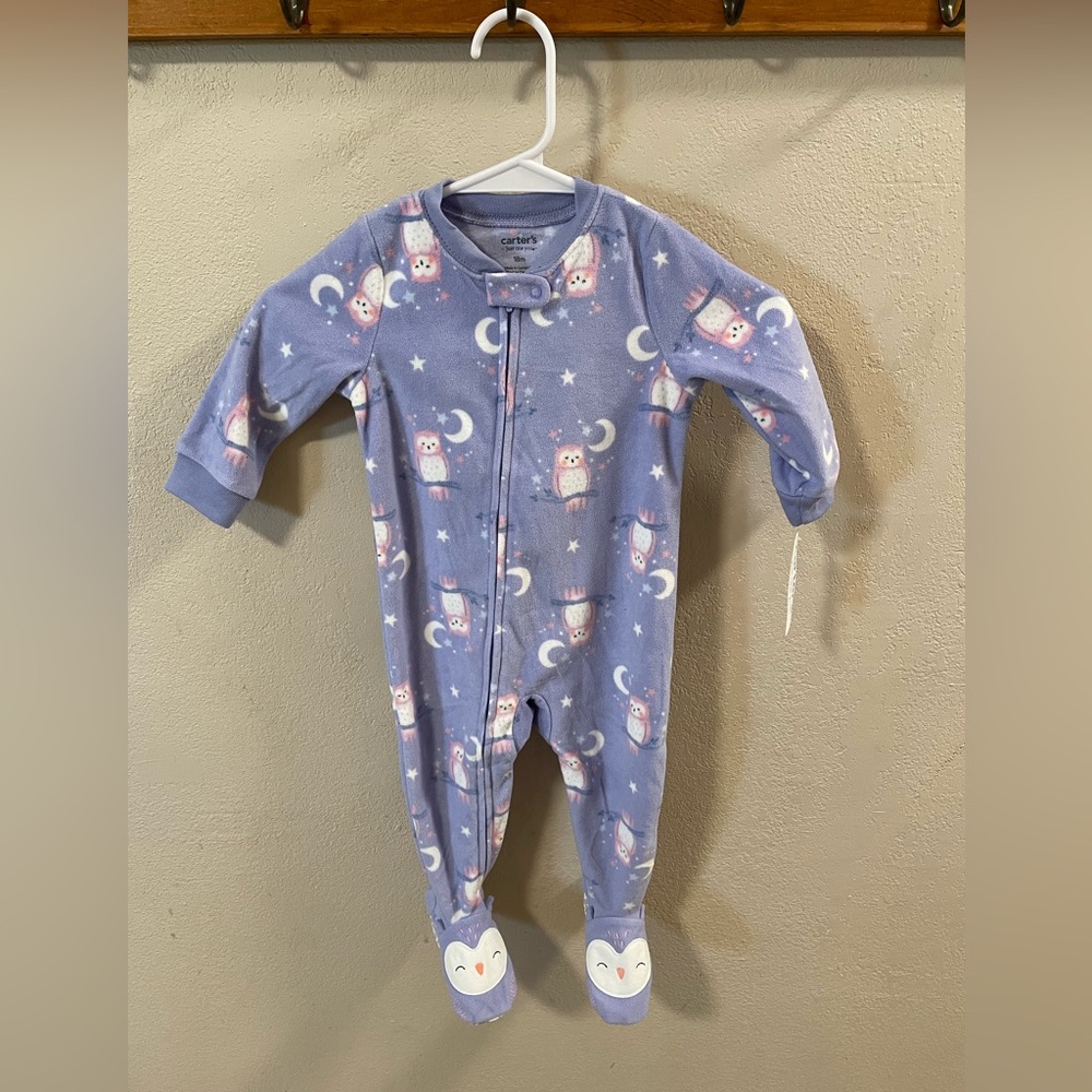 NWT Carter's Lavender Owl Print Footie Onesie